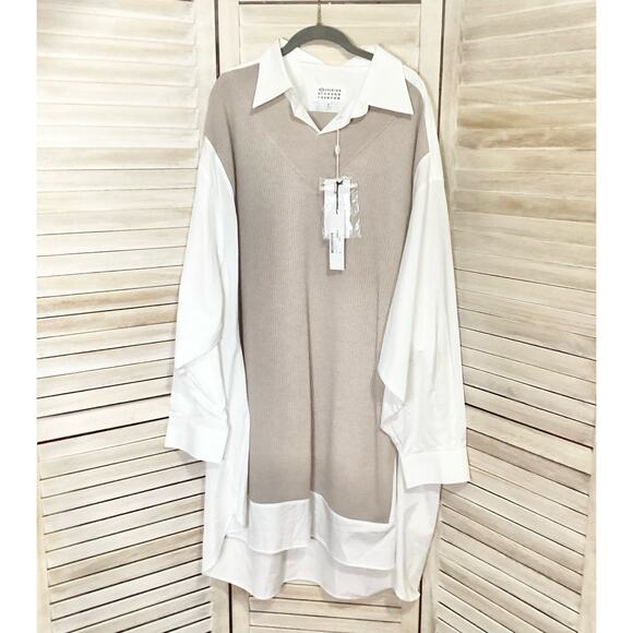 Maison Margiela Day Dress Sweater Layer Cotton Shirt Dress M NWT $1150 - Picture 6 of 11